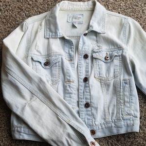 Cropped Distressed Jean Jacket